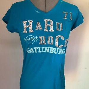 Hard Rock Cafe | V-Neck Electric Blue T-Shirt